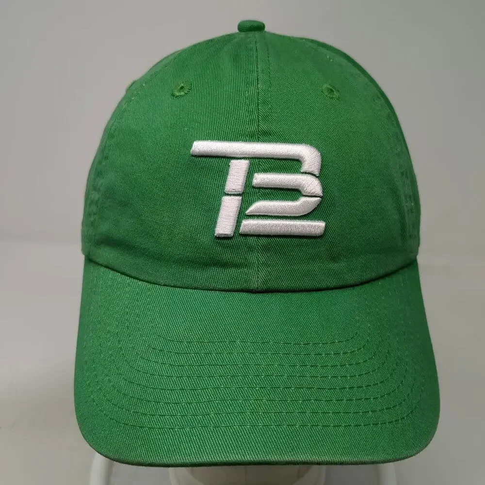 TB12 Baseball Cap Green One Size Embroidered Logo Slideback Cotton Hat Branded